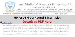 HP AYUSH UG 2025 Round 2 Merit List Released for BAMS/BHMS Admissions; Download PDF Here!